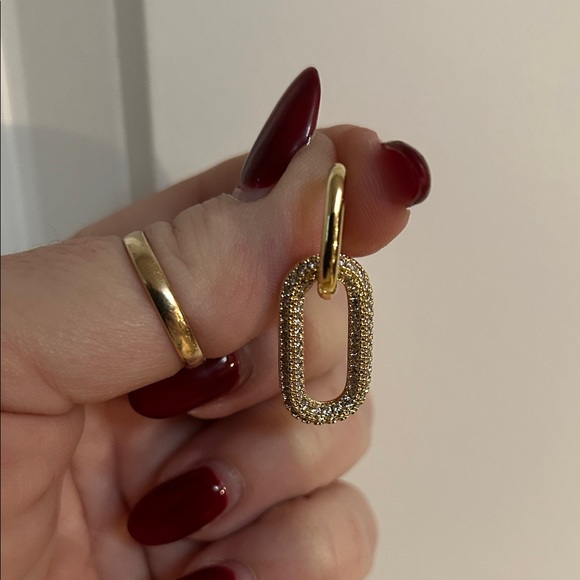 Adina Eden  CZ Double Row Link Drop Earrings NEW - Picture 3 of 3